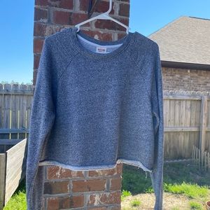Grey Cropped Raw Hem sweatshirt